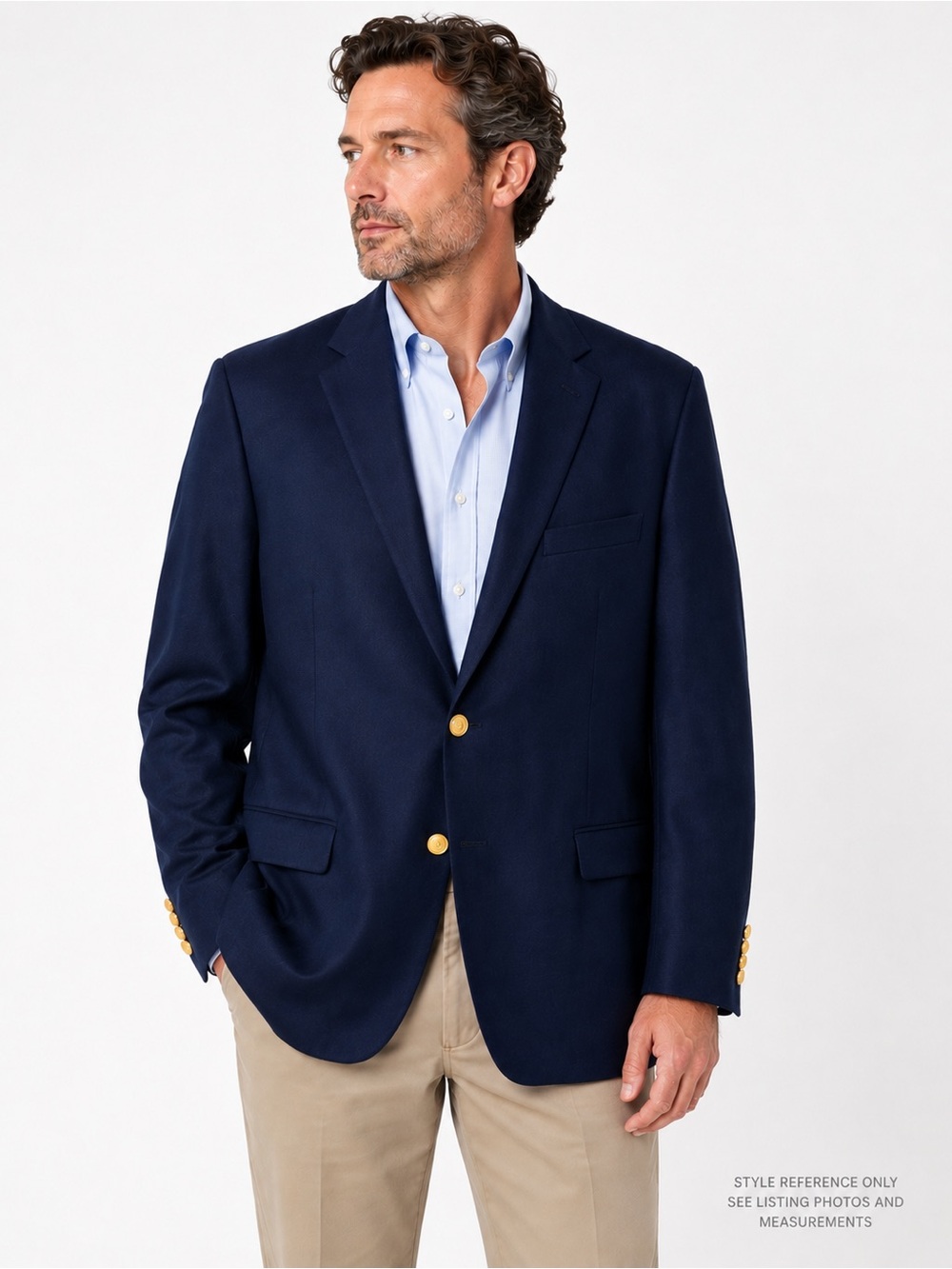 Lauren Ralph Lauren Men’s 48R Navy Wool Gold Button Blazer